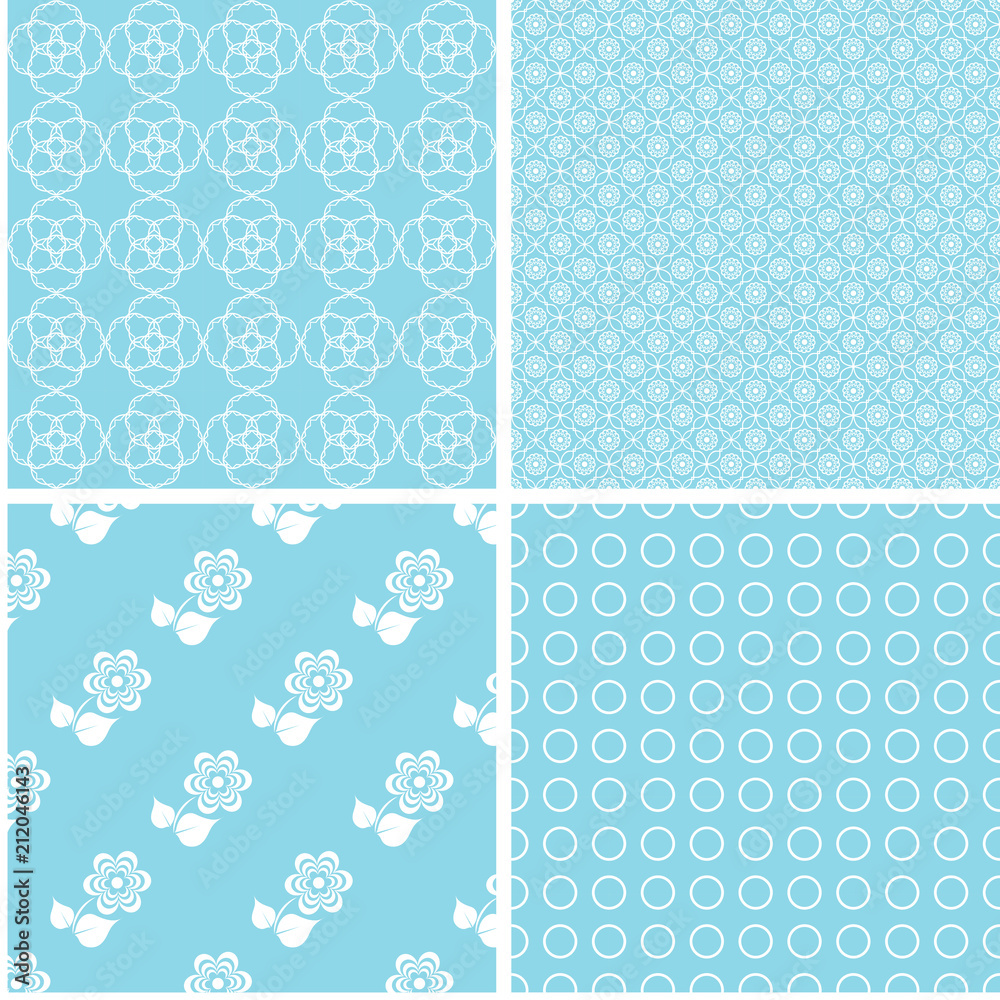 Fototapeta premium Pastel retro different vector seamless patterns.