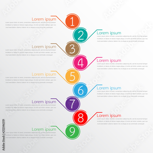 Vector infographic templates used for detailed reports. All 9 topics.