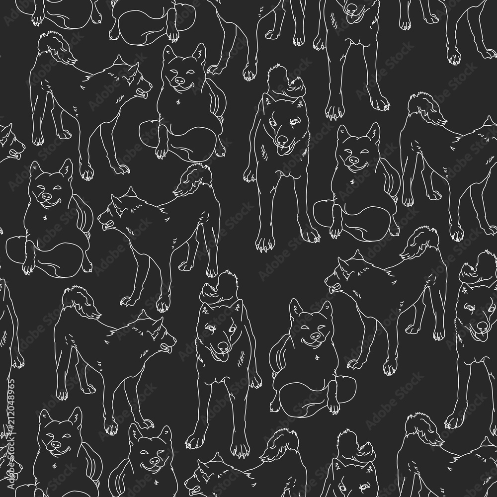 seamless Shiba Inu pattern where the Shiba Inu is one of the famous dog in Japan. suitable for fabric, packaging and wallpaper. seamless Shiba Inu pattern where the Shiba Inu is one of the famous dog in Japan. suitable for fabric, packaging and wallpaper.