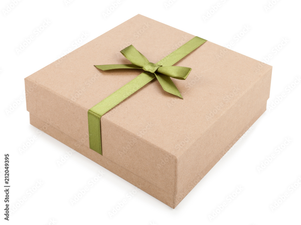 Box with a gift from cardboard isolated on white Box with a gift from cardboard isolated on white