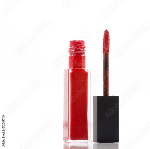 Beautiful red lipstick for cosmetics isolated on white background,