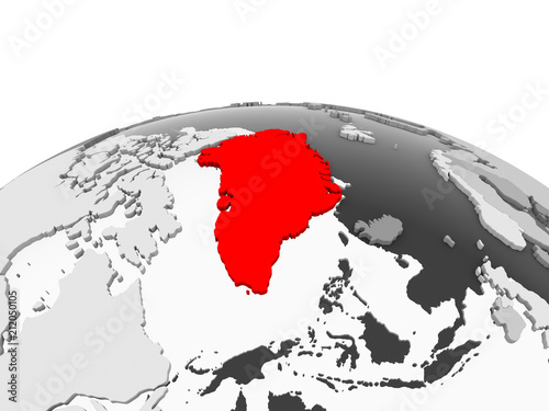 Greenland on grey globe