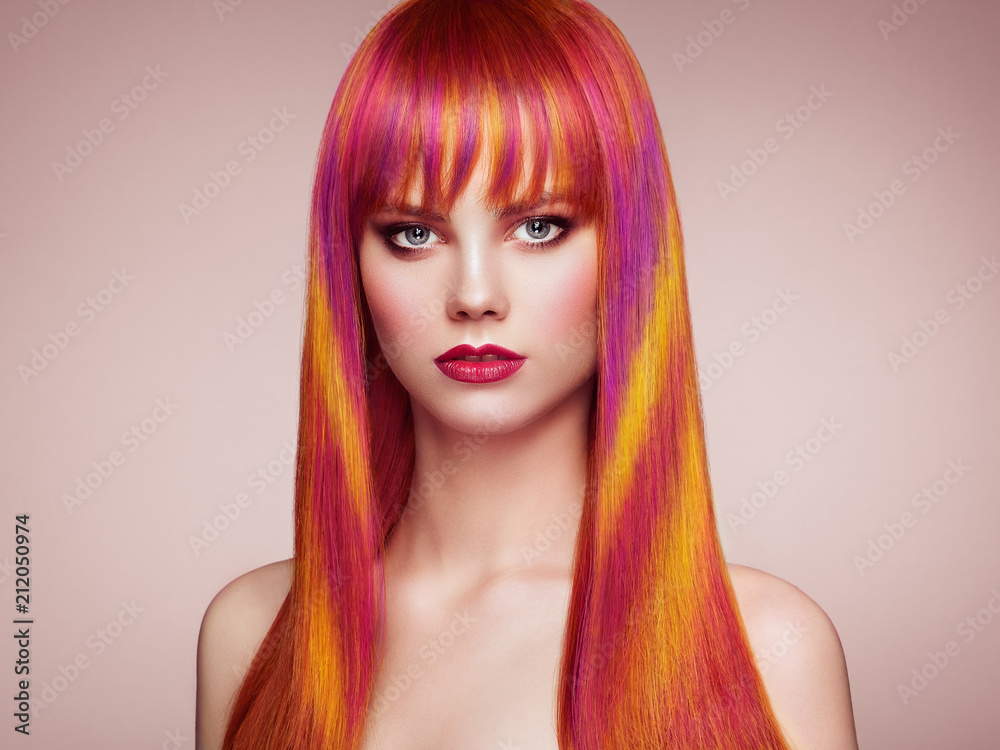 Beauty Fashion Model Girl with Colorful Dyed Hair. Girl with perfect Makeup and Hairstyle. Model with perfect Healthy Dyed Hair. Rainbow Hairstyles Beauty Fashion Model Girl with Colorful Dyed Hair. Girl with perfect Makeup and Hairstyle. Model with perfect Healthy Dyed Hair. Rainbow Hairstyles