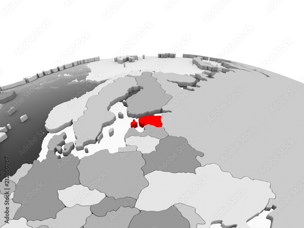 Estonia on grey globe