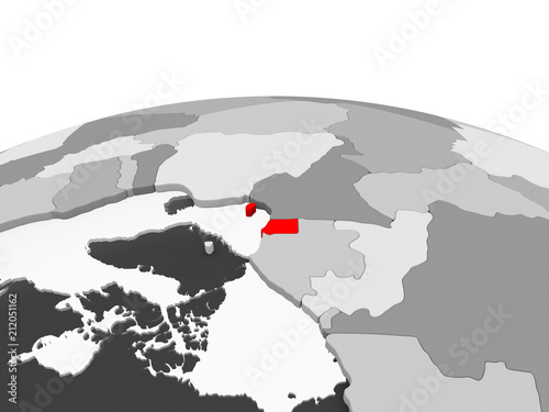 Equatorial Guinea on grey globe