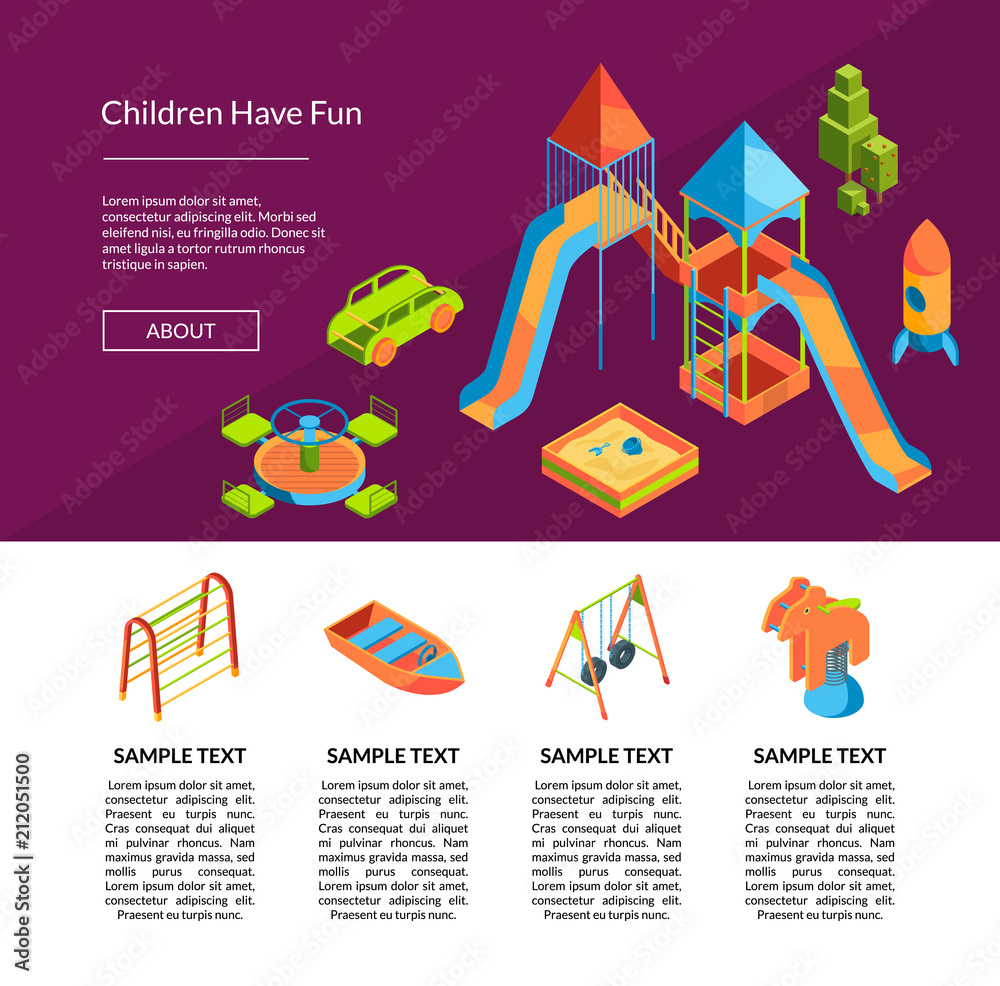 Naklejka premium Vector isometric playground template illustration