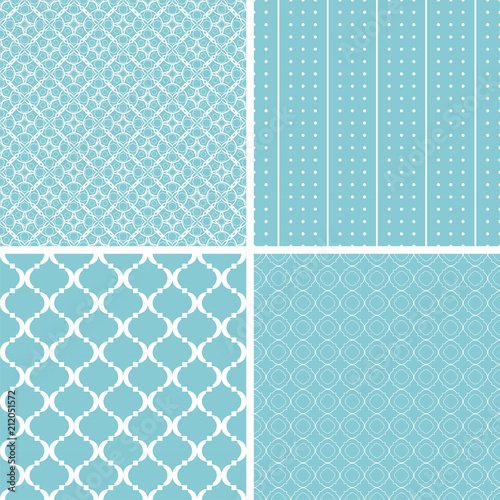 Mint different vector seamless patterns