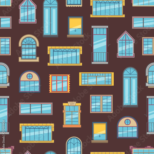 Vector window flat icons background or pattern illustration