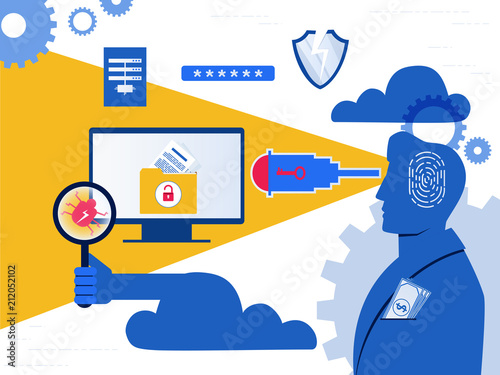 Thief. Hacker stealing sensitive data as passwords from a personal computer useful for anti phishing and internet viruses campaigns. concept hacking internet social network.