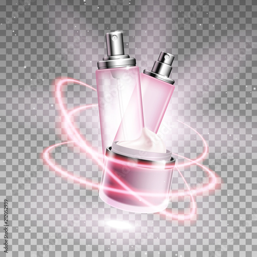 Cosmetics template for ads. Graphic concept for your design.