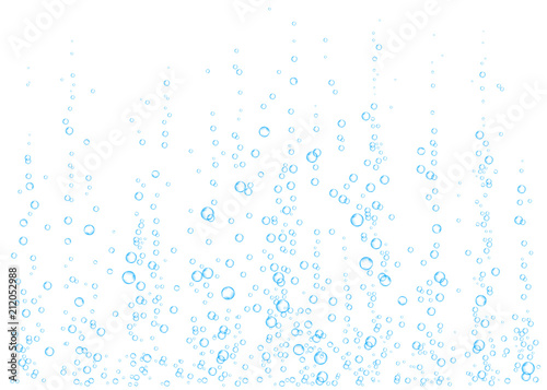 Underwater fizzing air, water or oxygen bubbles.