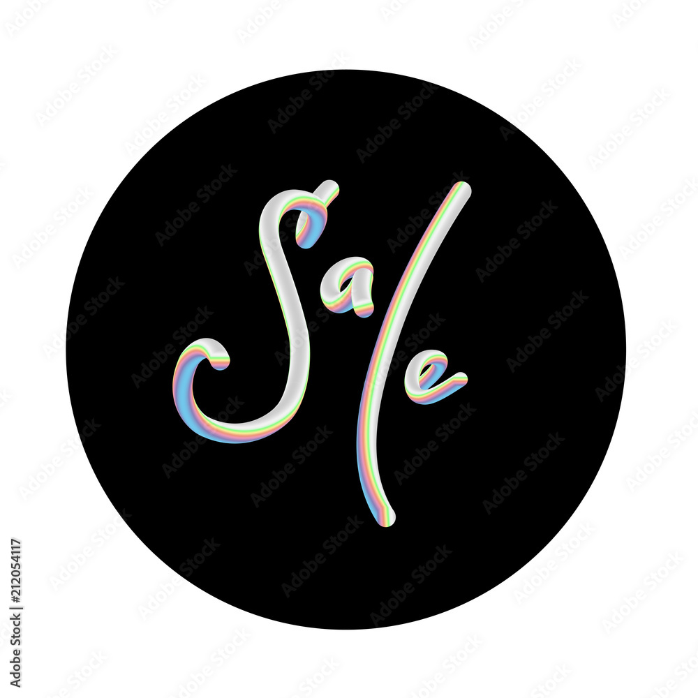 Obraz premium Holographic 3d blend lettering. Sale vector illustration.