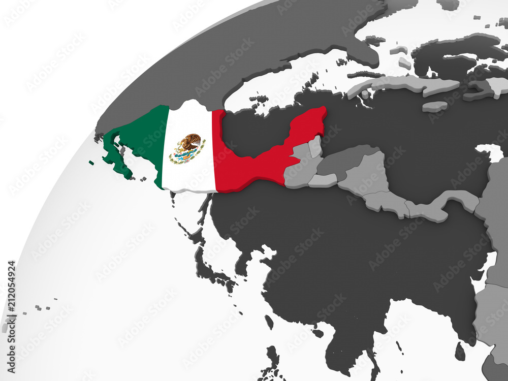 Obraz premium Mexico with flag on globe