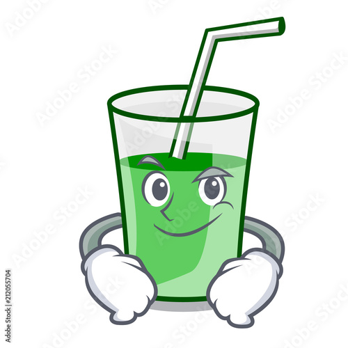 Smirking green smoothie character cartoon