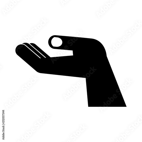 Beggar hand. Flat vector cartoon illustration. Objects isolated on a white background.