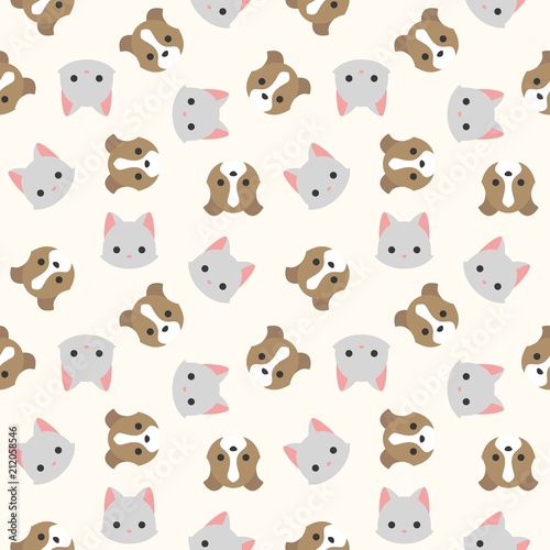 cat and dog head seamless pattern for wallpaper or wrapping paper