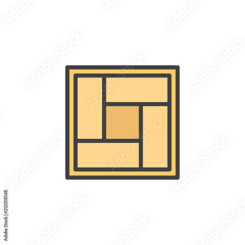 Tatami mat filled outline icon, line vector sign, linear colorful pictogram isolated on white. Traditional Japanese tatami symbol, logo illustration. Pixel perfect vector graphics