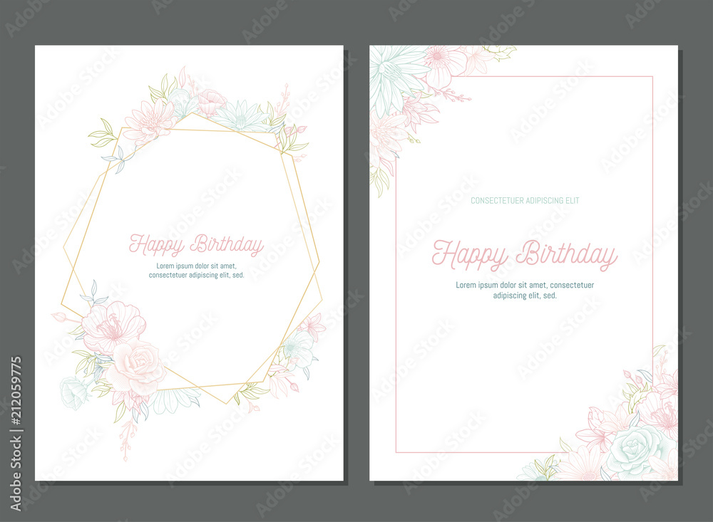 flowers greeting cards vector illustrations