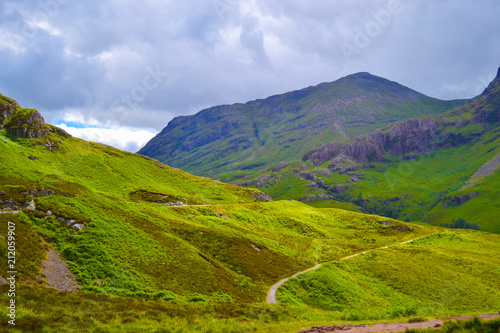 View of Three Sisters mountains in Highlands  Scotland