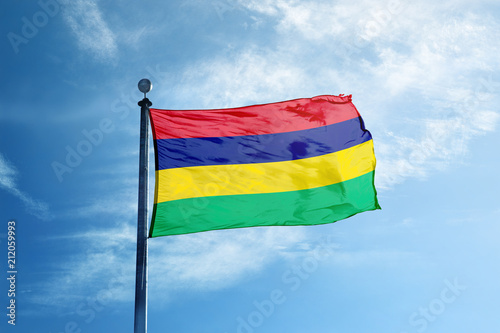 Mauritius flag on the mast photo