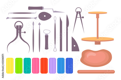 Various Art School Instruments and Tools Illustration