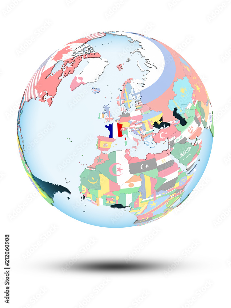 Obraz premium France on globe with flags