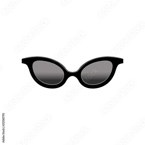 Retro women's cat eye sunglasses with black lenses and plastic frame. Fashion accessory. Flat vector element for mobile app
