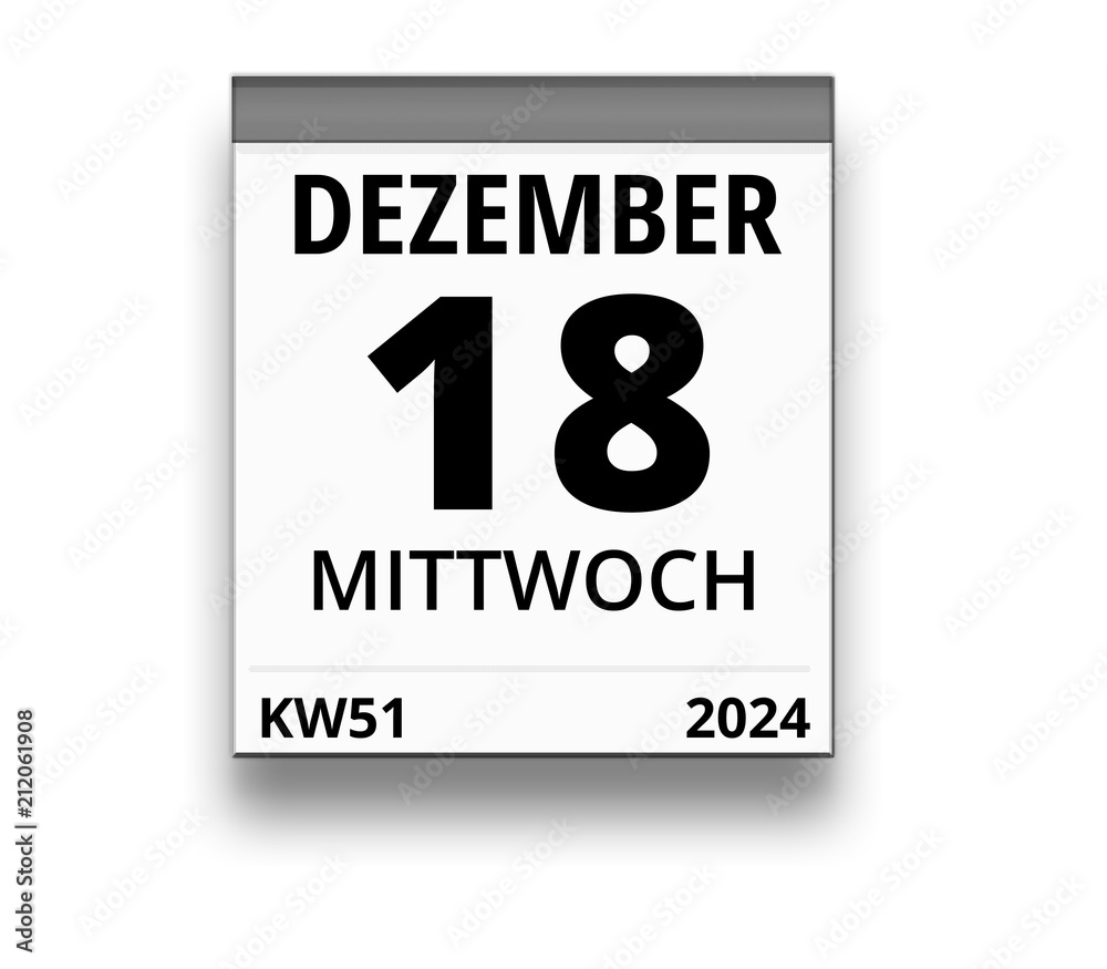 Kalender für Mittwoch, 18. DEZEMBER 2024 (Woche 51) Kalender für Mittwoch, 18. DEZEMBER 2024 (Woche 51)
