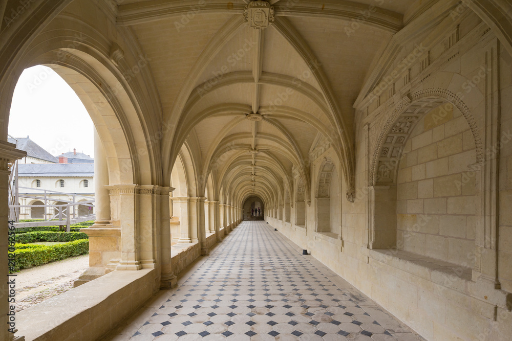 The cloisters at Fontevraud Abbey, France