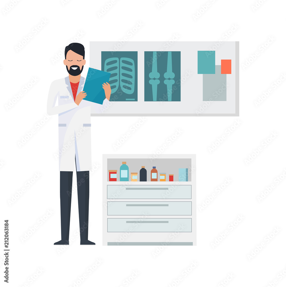 Doctor with Notebook X-rays Vector Illustration Doctor with Notebook X-rays Vector Illustration