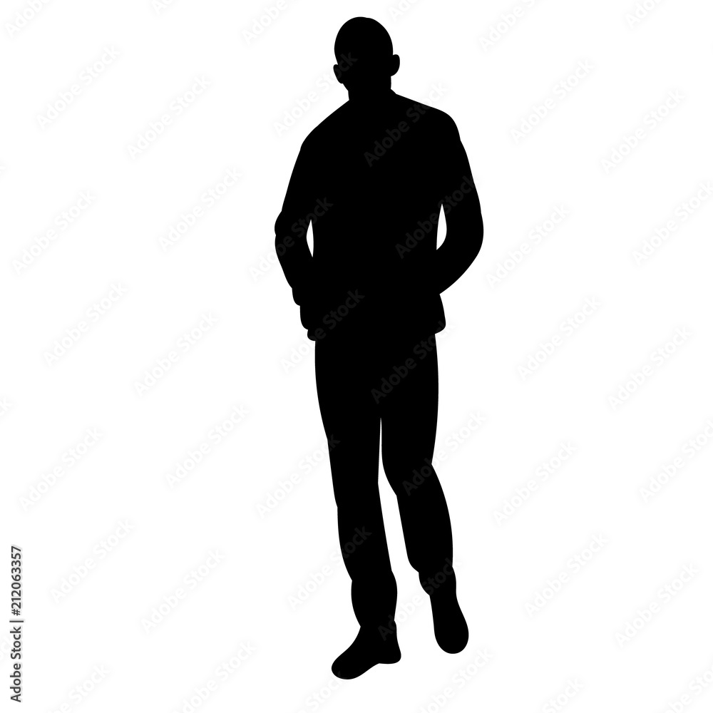 vector, isolated silhouette man is walking, on a white background, alone
