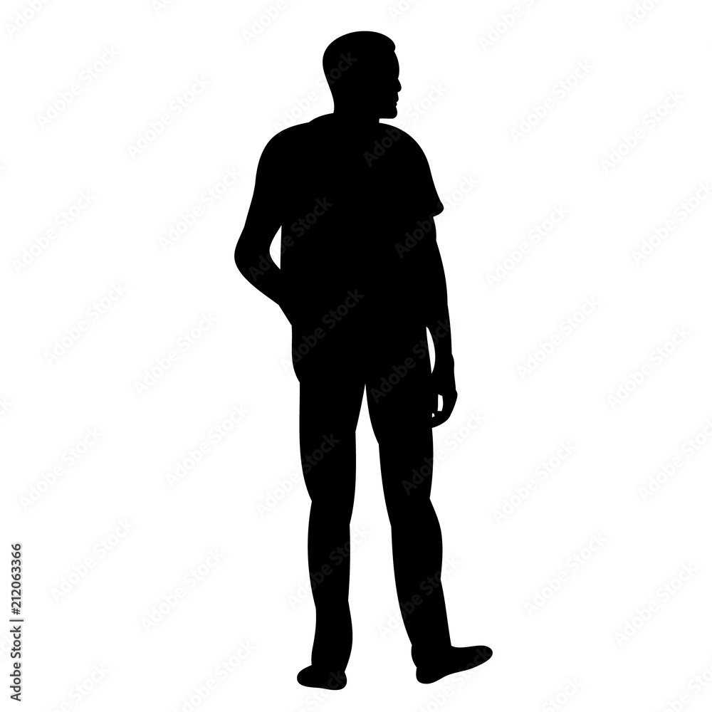 silhouette man walking, isolated on white background