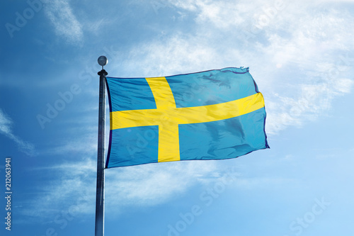 Sweden flag on the mast
