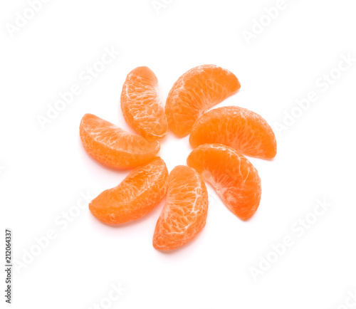 Orange peel segment fresh fruit on white background