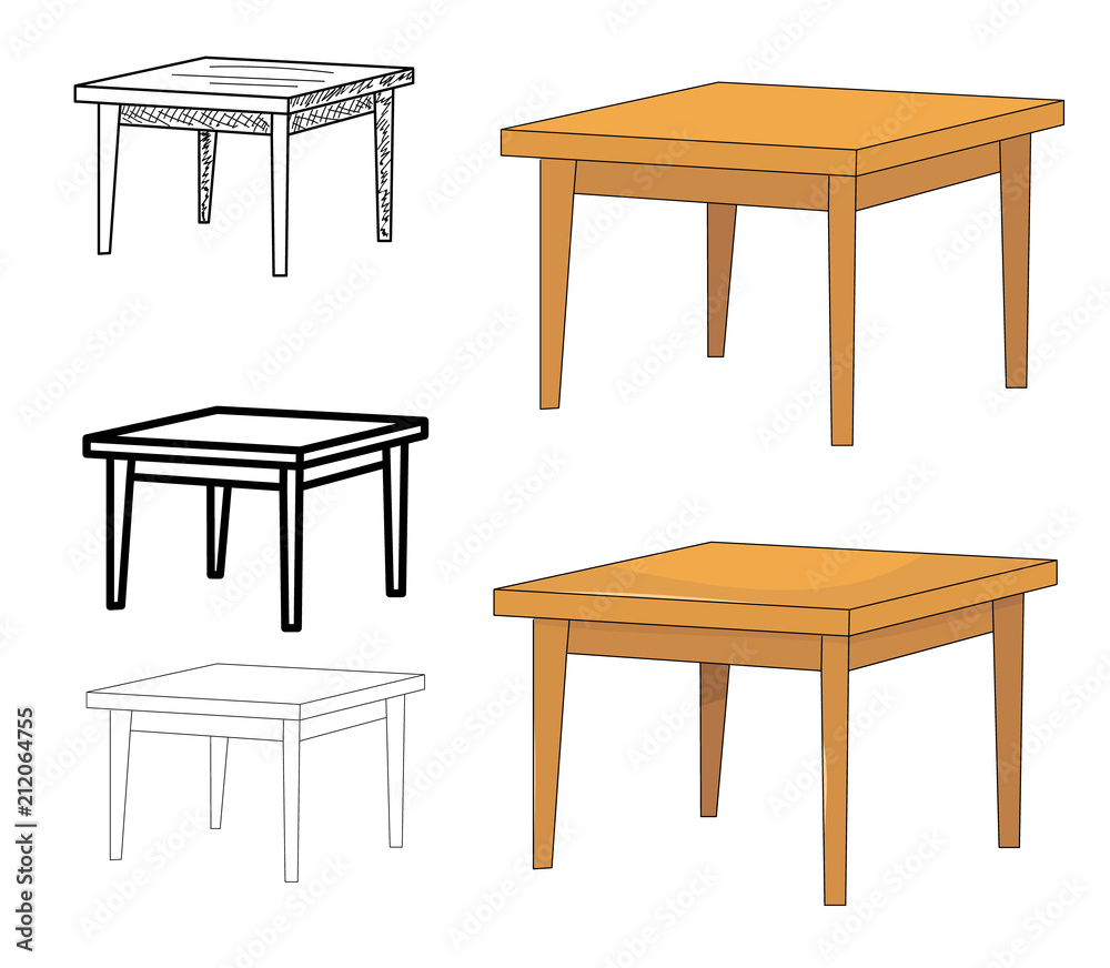 Fototapeta premium table, sketch and silhouette