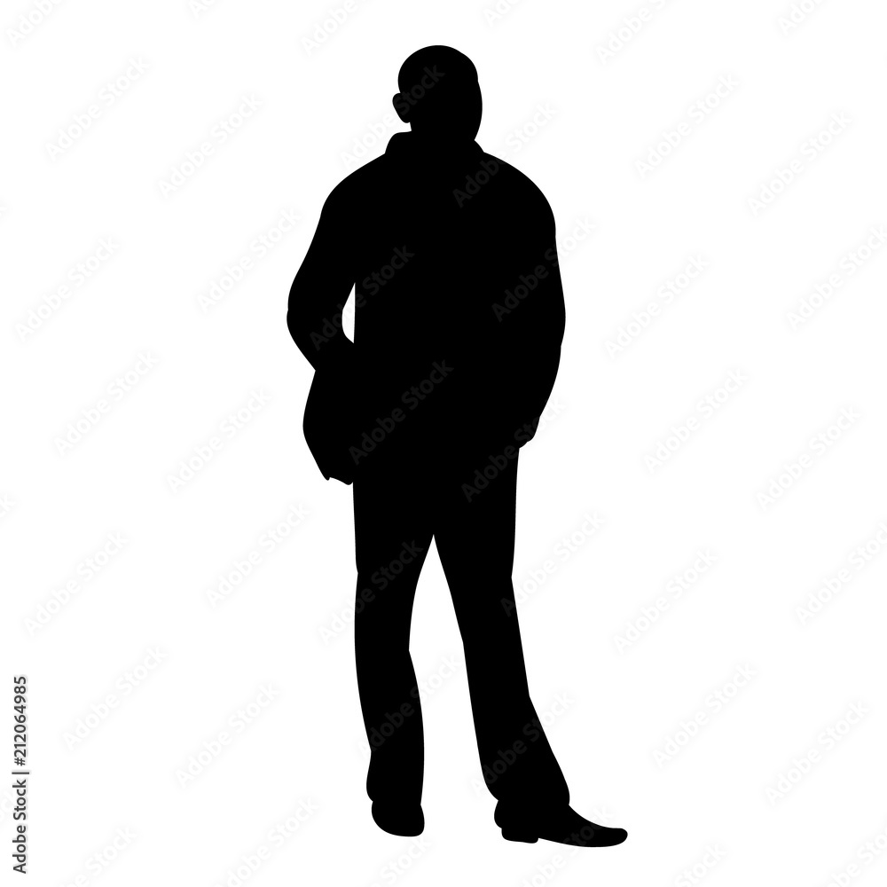 vector, isolated silhouette man standing alone