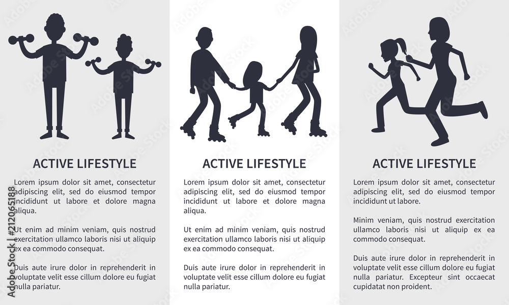 Set of Active Lifestyle Cards, Vector Illustration