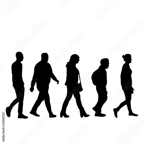 vector, isolated silhouette people go