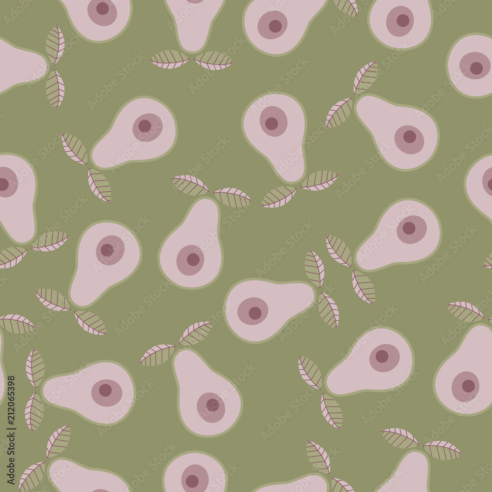 Fototapeta premium Seamless vector abstract natural 2-colors pink avocado horizontal pattern for textile, fabric, wrapping, craft