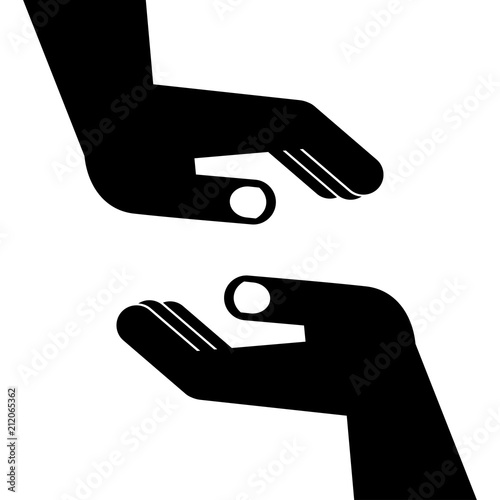 Beggar hand. Flat vector cartoon illustration. Objects isolated on a white background.