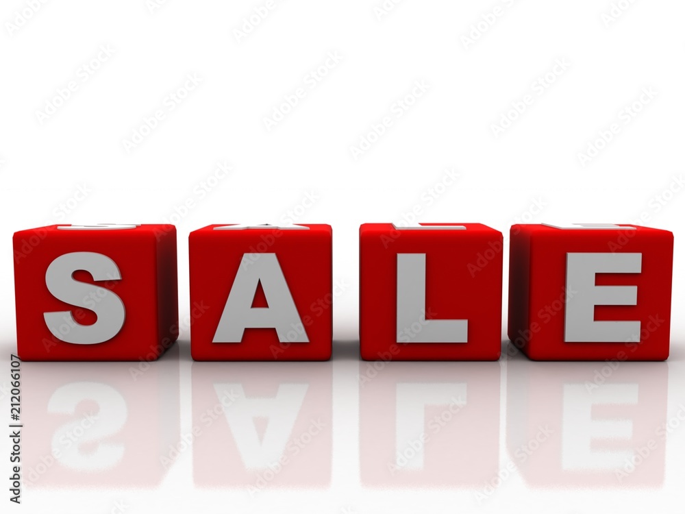 3d illustration Sales in text cube 3d illustration Sales in text cube