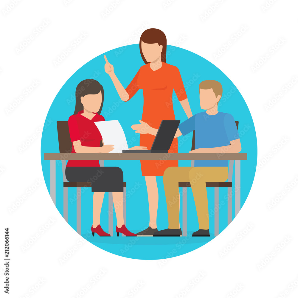 Start Up People at Work Poster Vector Illustration Start Up People at Work Poster Vector Illustration