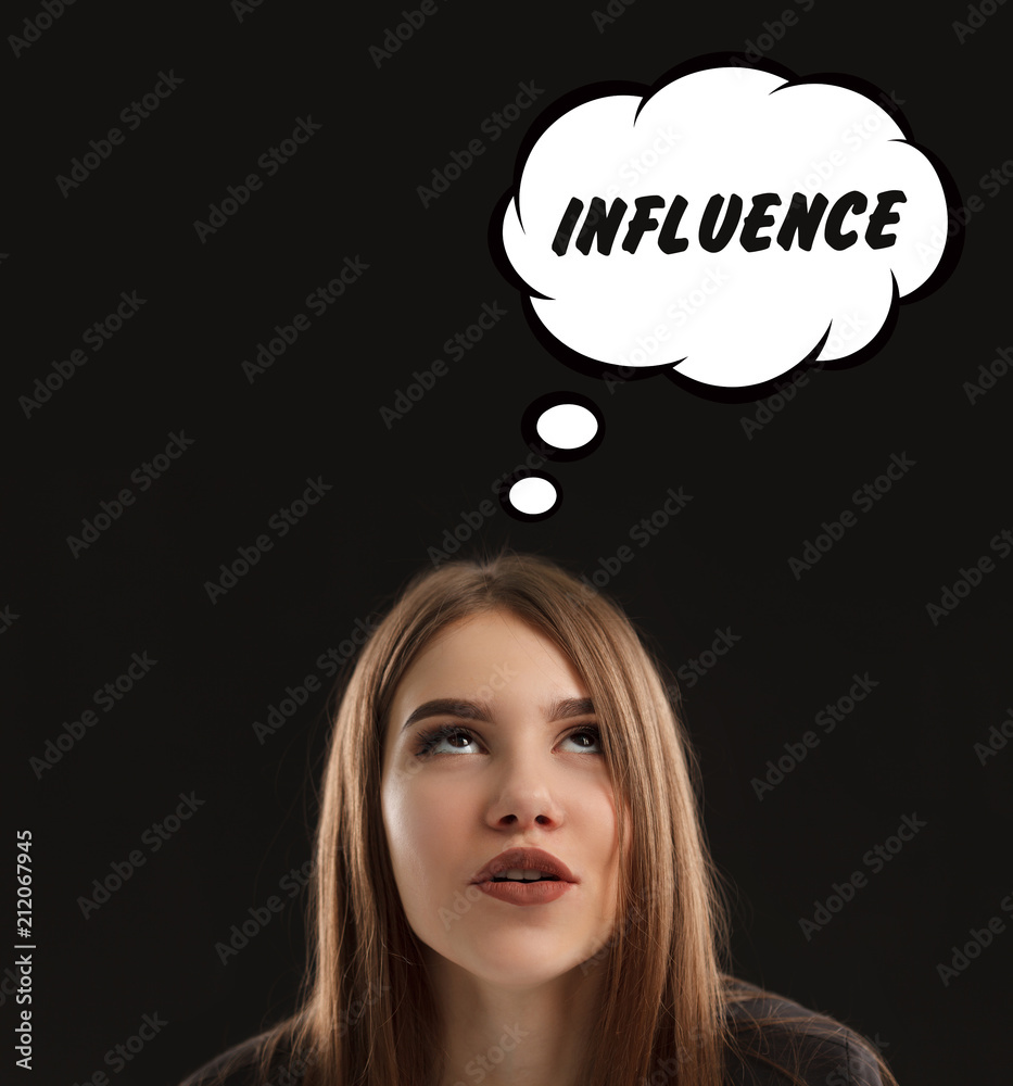 The concept of marketing, technology, the Internet and the network. The young entrepreneur gets an idea: Influence The concept of marketing, technology, the Internet and the network. The young entrepreneur gets an idea: Influence