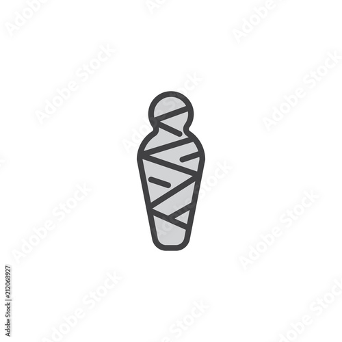 Egyptian Mummy filled outline icon, line vector sign, linear colorful pictogram isolated on white. sarcophagus symbol, logo illustration. Pixel perfect vector graphics