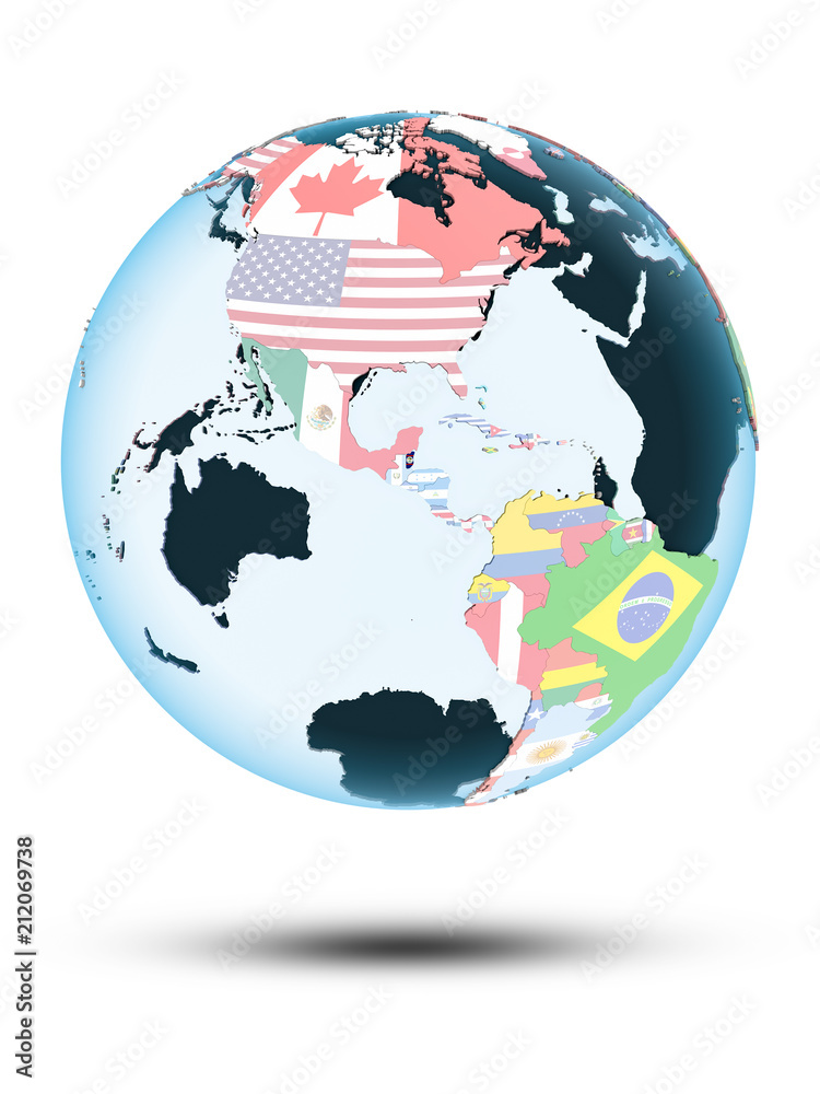 Obraz premium Belize on globe with flags