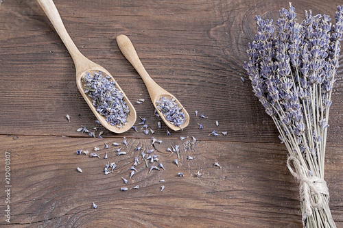 Fototapeta Naklejka Na Ścianę i Meble -  Bouquet of Lavender flowers on wooden background