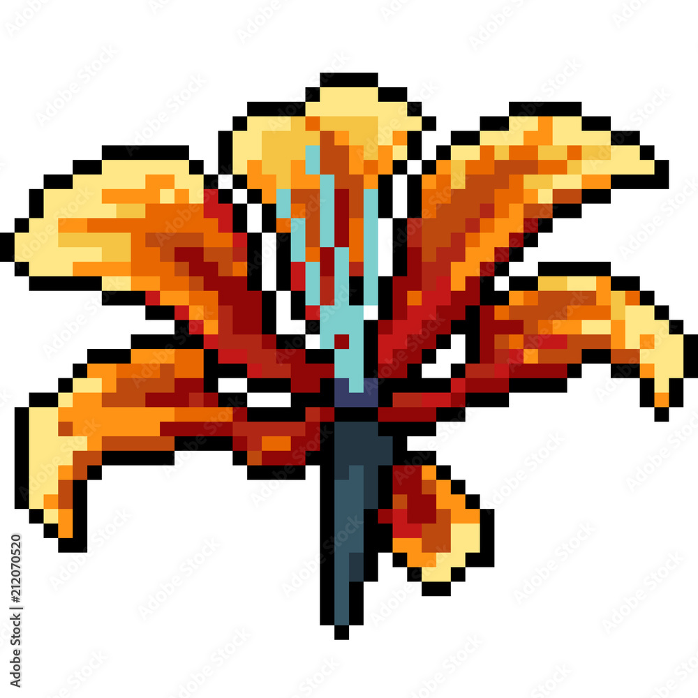 Fototapeta premium vector pixel art flower