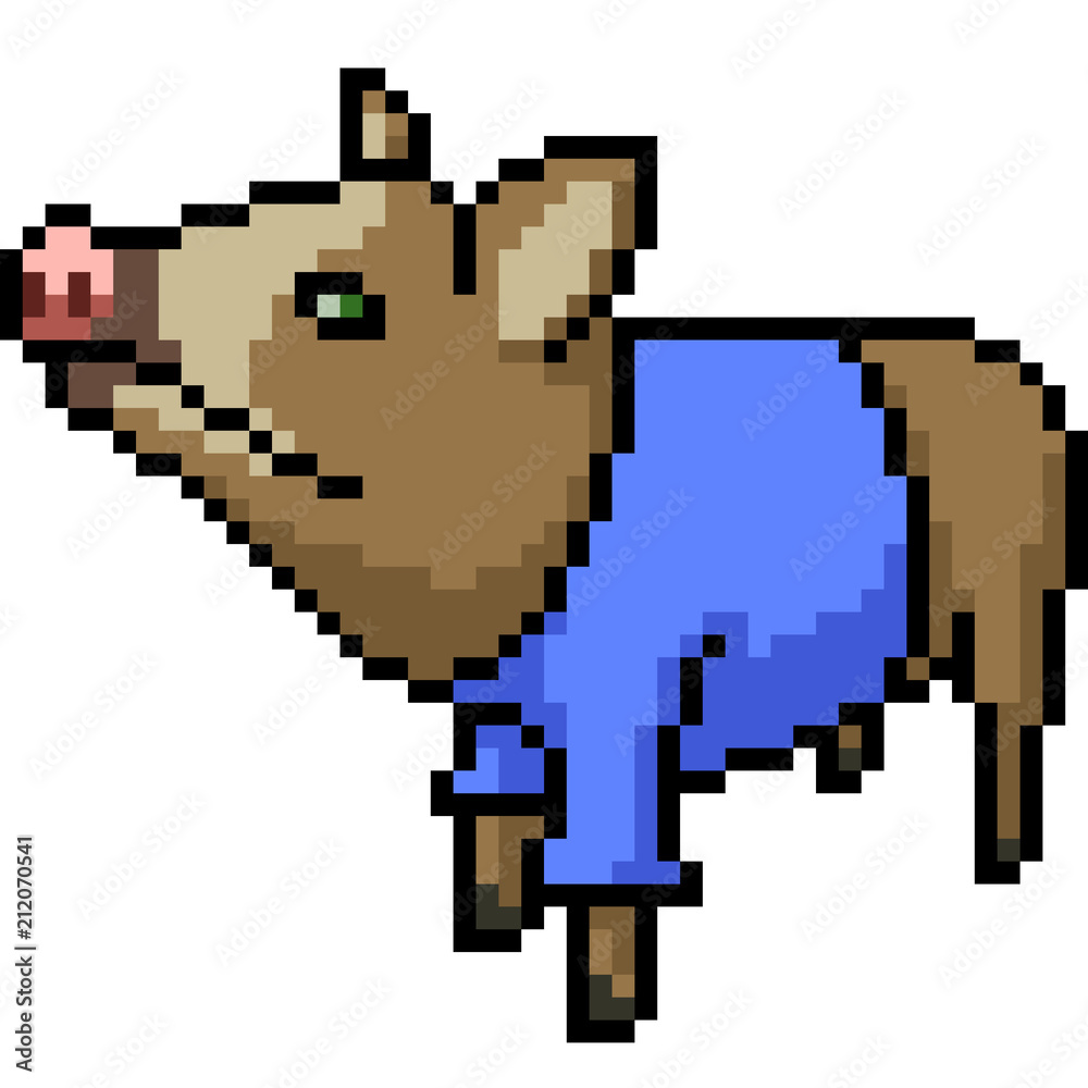 Fototapeta premium vector pixel art pig pet
