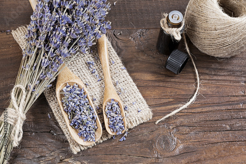 Fototapeta Naklejka Na Ścianę i Meble -  Bouquet of Lavender flowers on wooden background