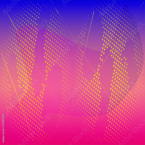 Minimalistic design for template. Abstract geometric background and colorful gradients halftone. Can be used for the design of posters, paintings, textiles, web design, magazine.